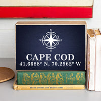Compass + Coordinates Navy Personalized_Yes XL Block Sign