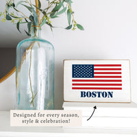 American Flag Personalized Block Sign