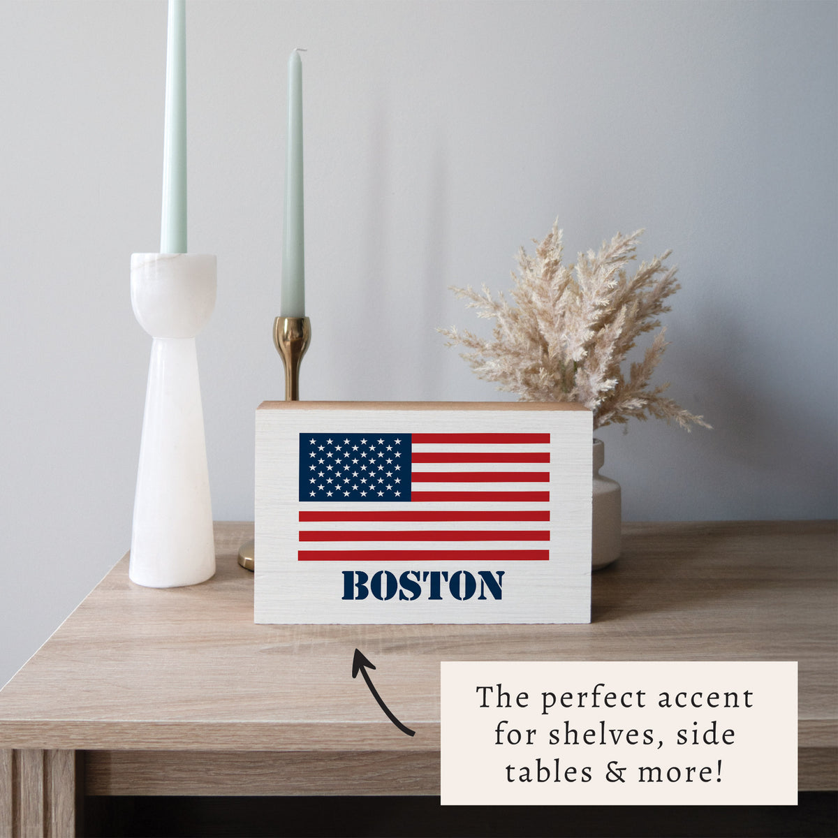 American Flag Personalized Block Sign