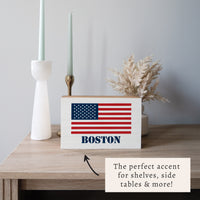 American Flag Personalized Block Sign