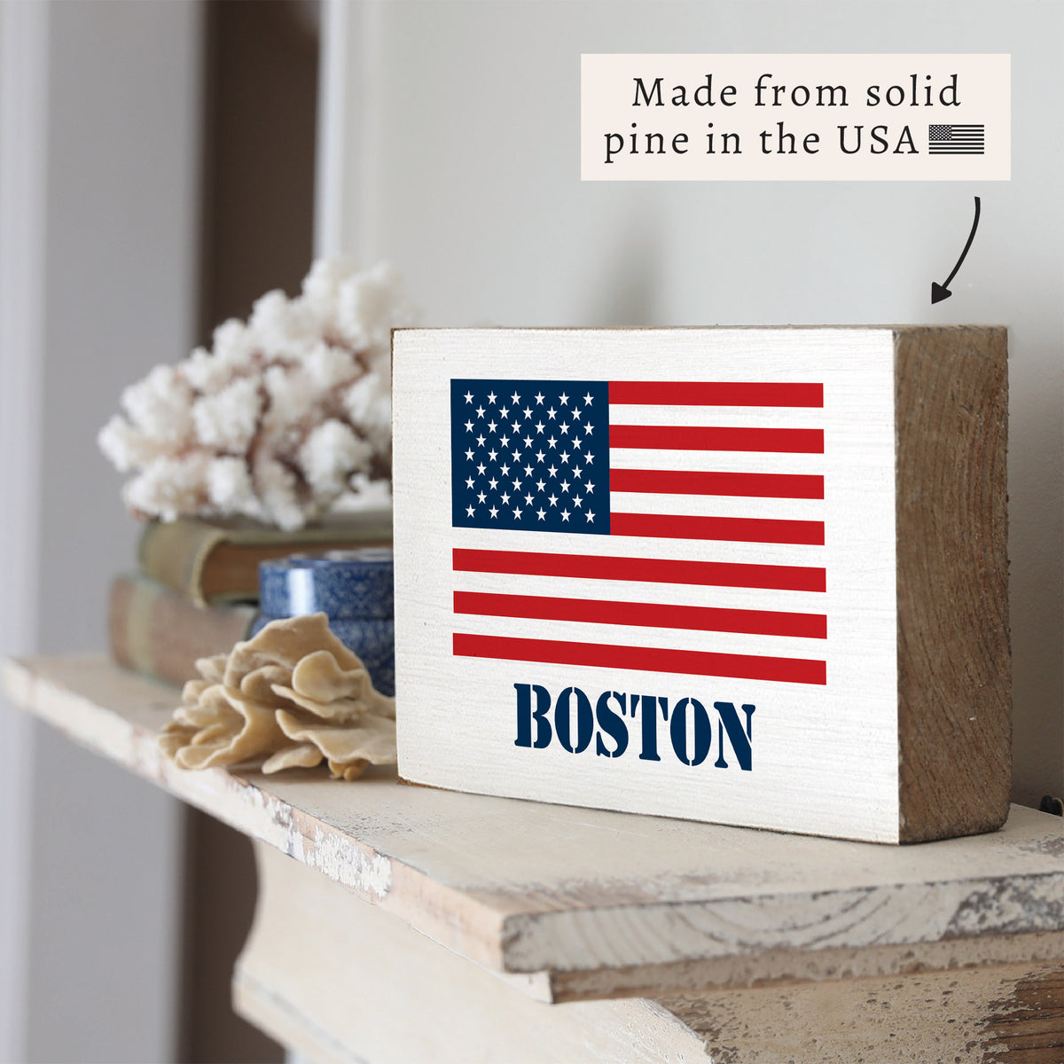 American Flag Personalized Block Sign
