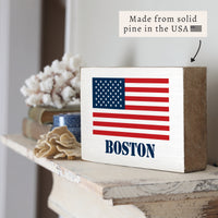 American Flag Personalized Block Sign