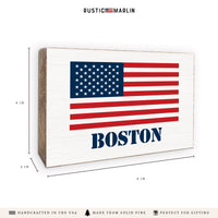 American Flag Personalized Block Sign