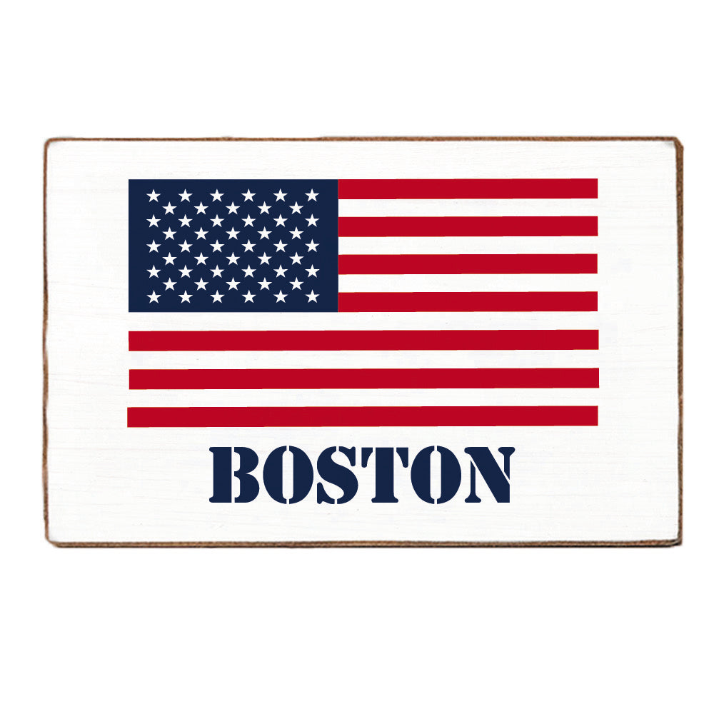 American Flag Personalized Block Sign