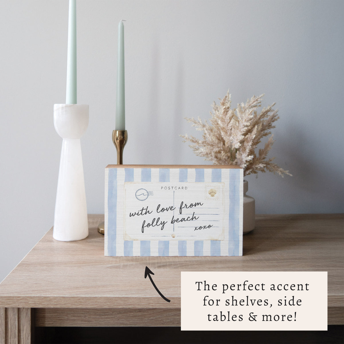 Coastal Postcard Personalized Block Sign