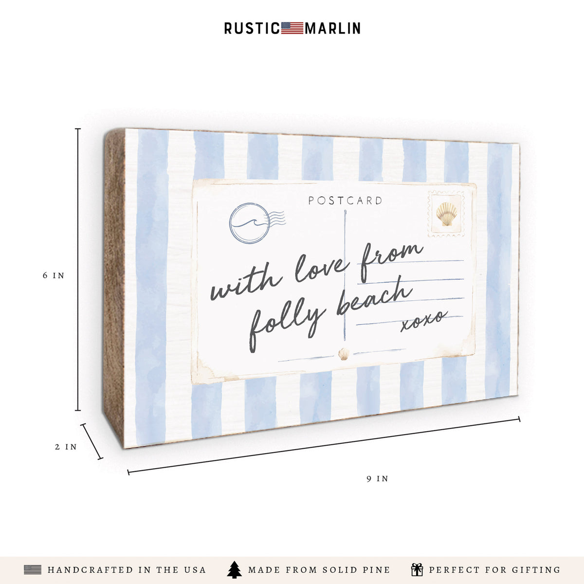 Coastal Postcard Personalized Block Sign