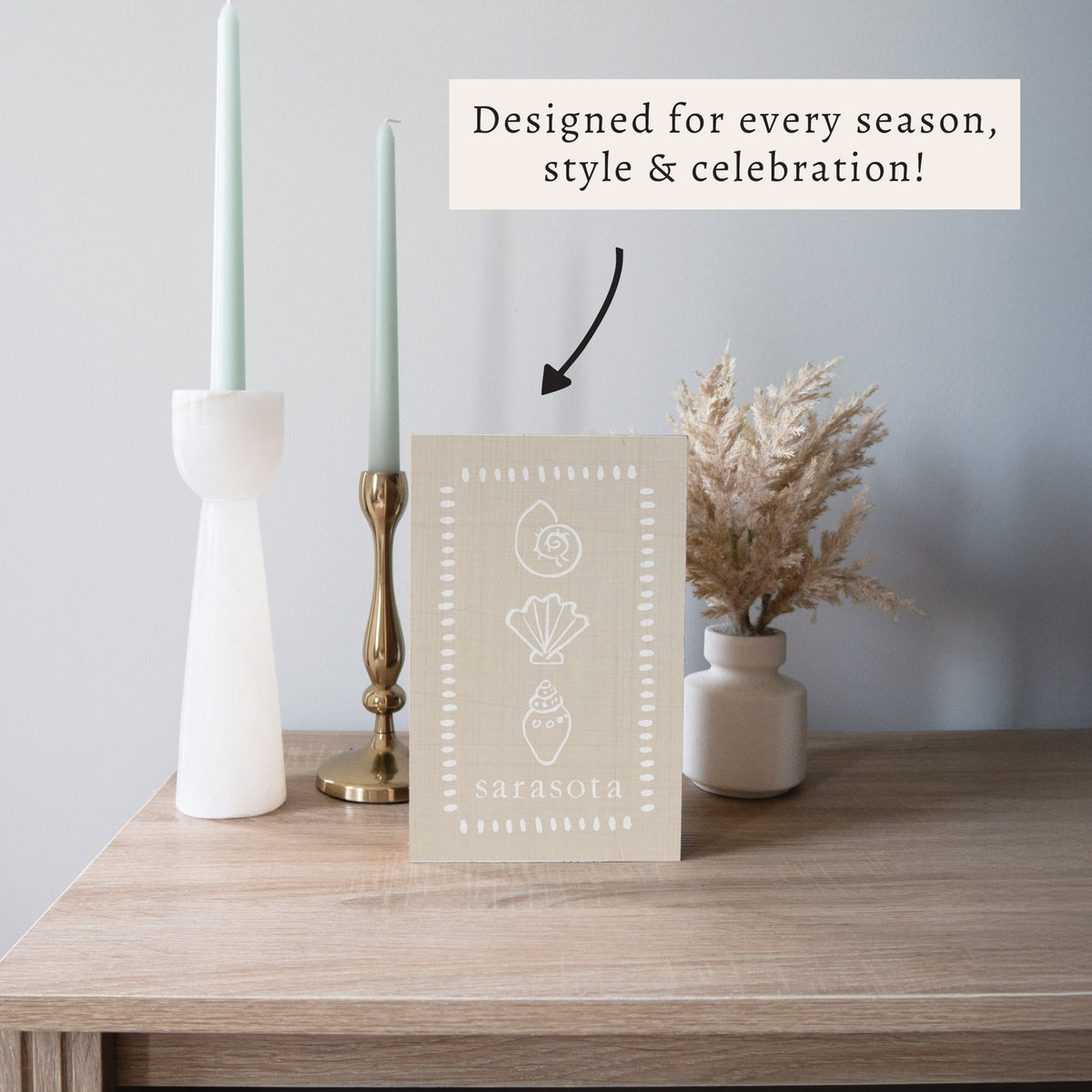 Neutral Shells Personalized Block Sign