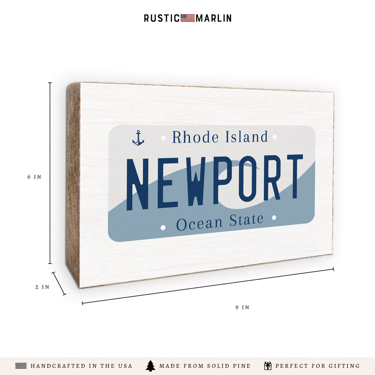 Rhode Island License Plate Block Sign