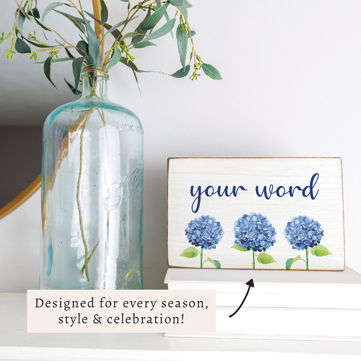 Hydrangea Personalized Block Sign