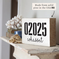 Zip Code & Town Personalized Block Sign