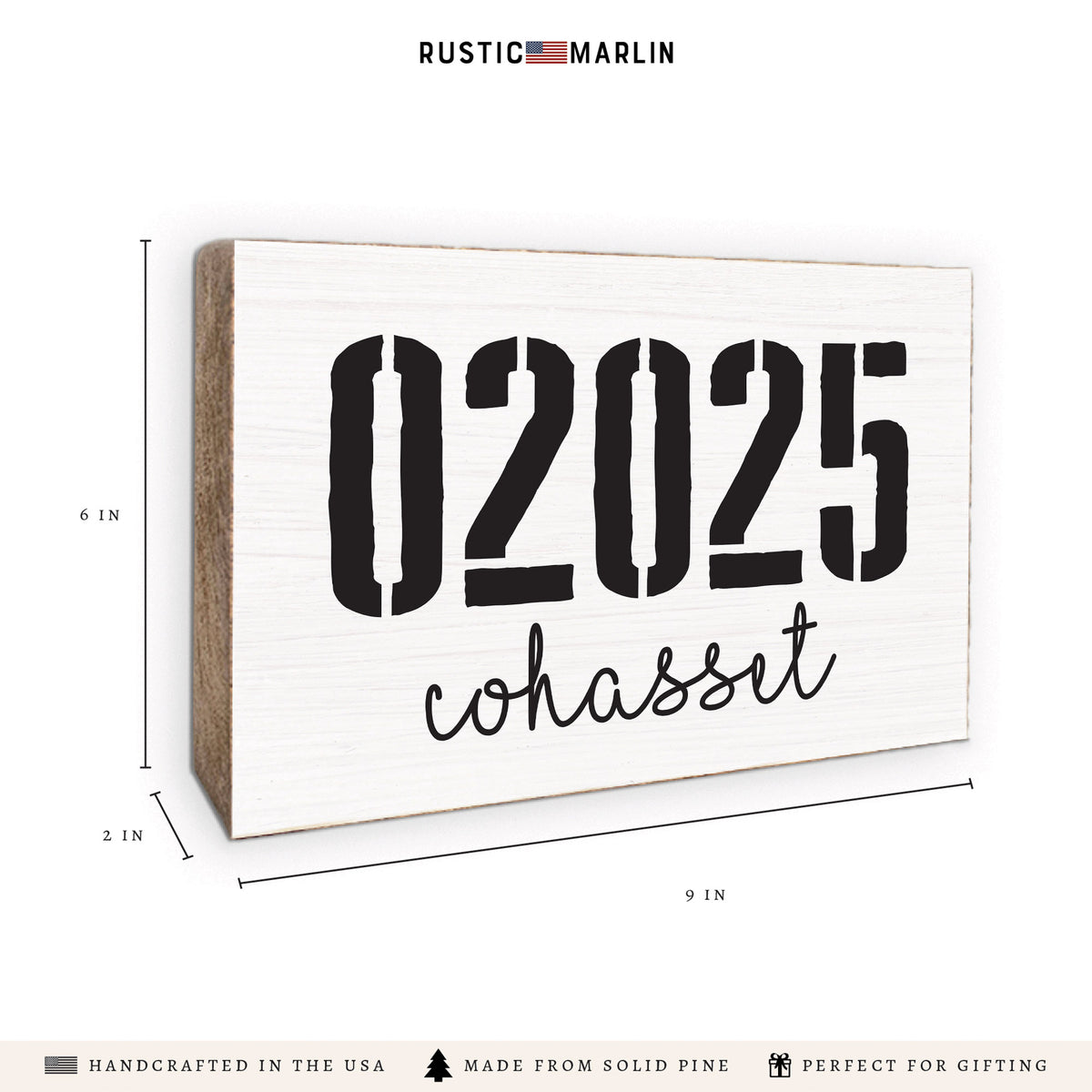 Zip Code & Town Personalized Block Sign