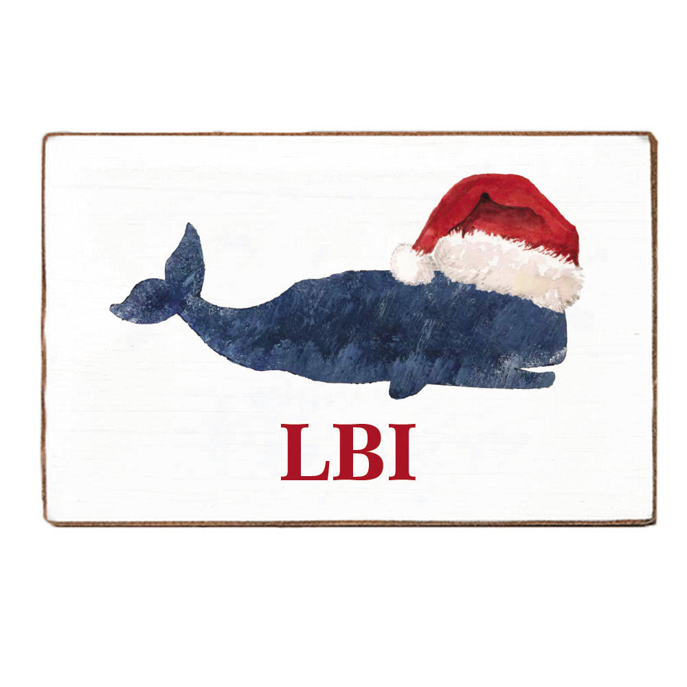 Santa Whale Personalized Wood Block
