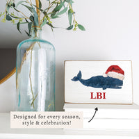 Santa Whale Personalized Block Sign