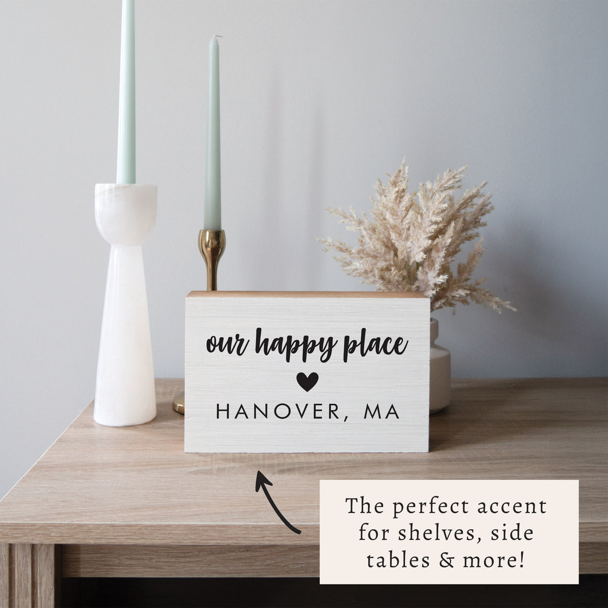Our Happy Place Personalized Block Sign