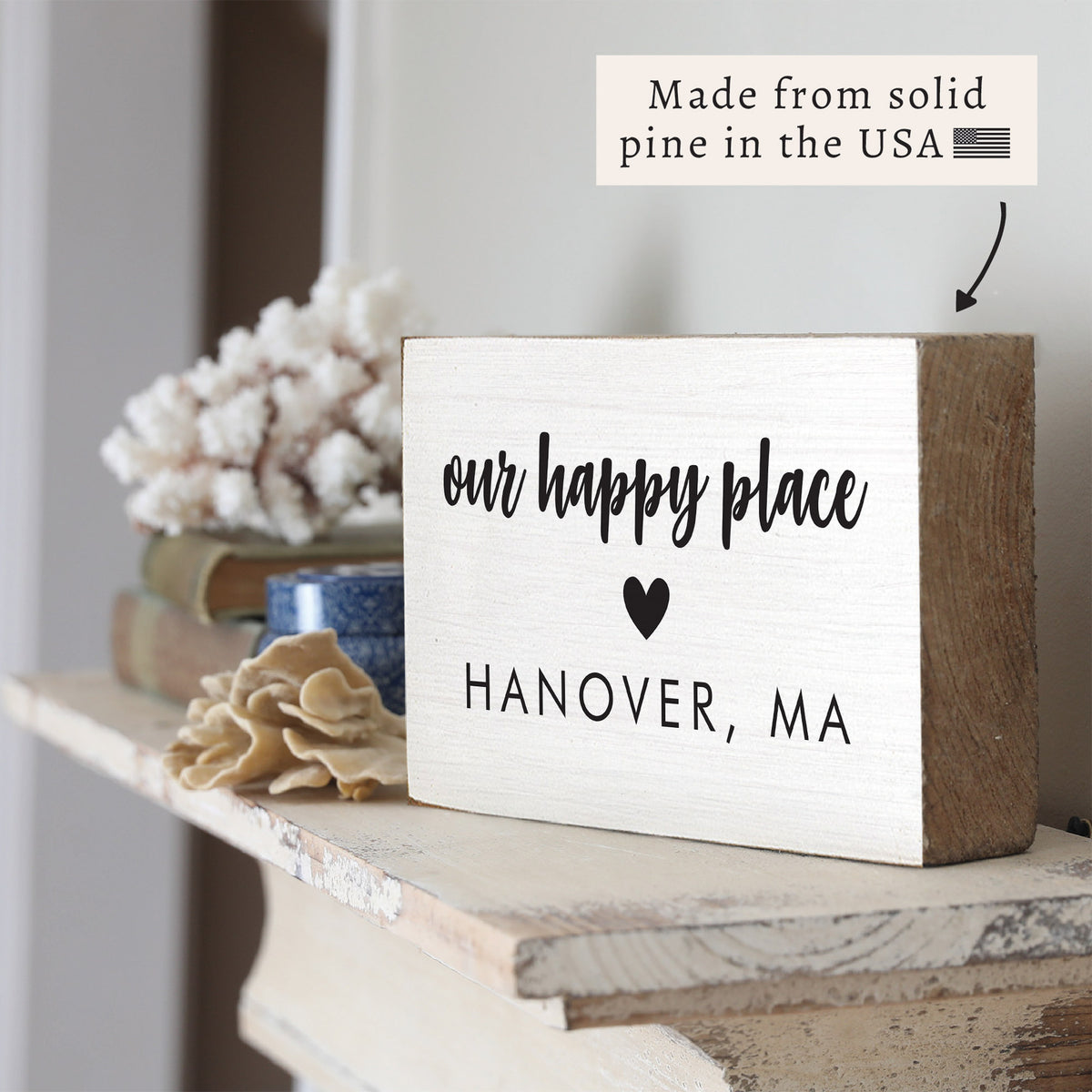 Our Happy Place Personalized Block Sign