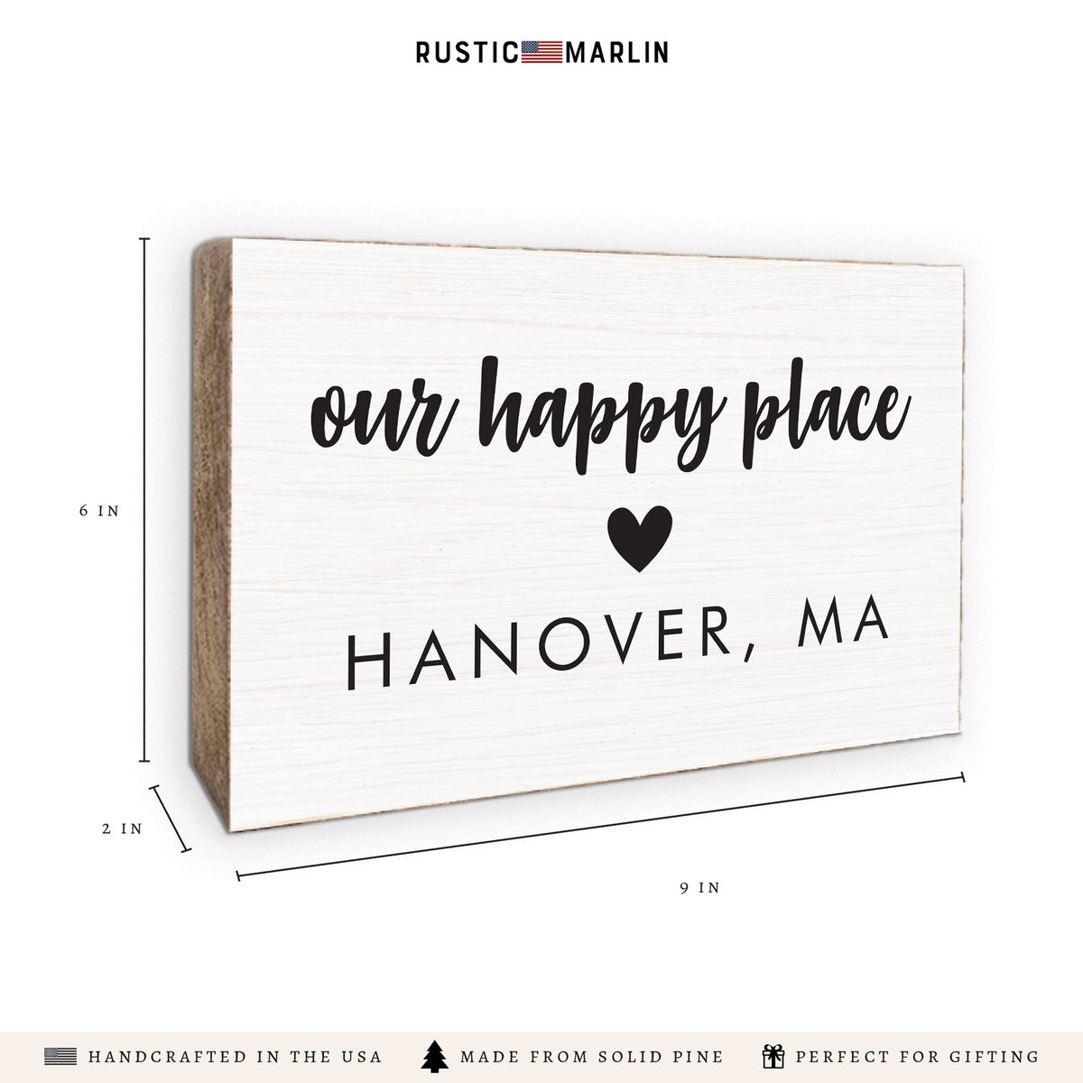 Our Happy Place Personalized Block Sign