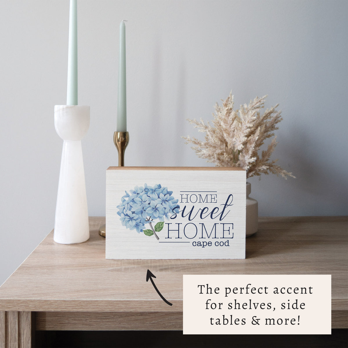Blooming Hydrangea Home Sweet Home Personalized Block Sign