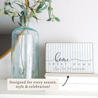 Home Sweet Home Striped Personalized Block Sign