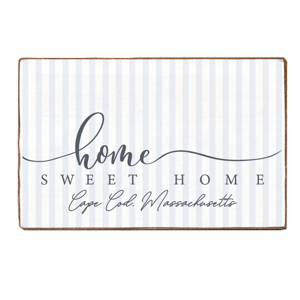 Home Sweet Home Striped Personalized Block Sign