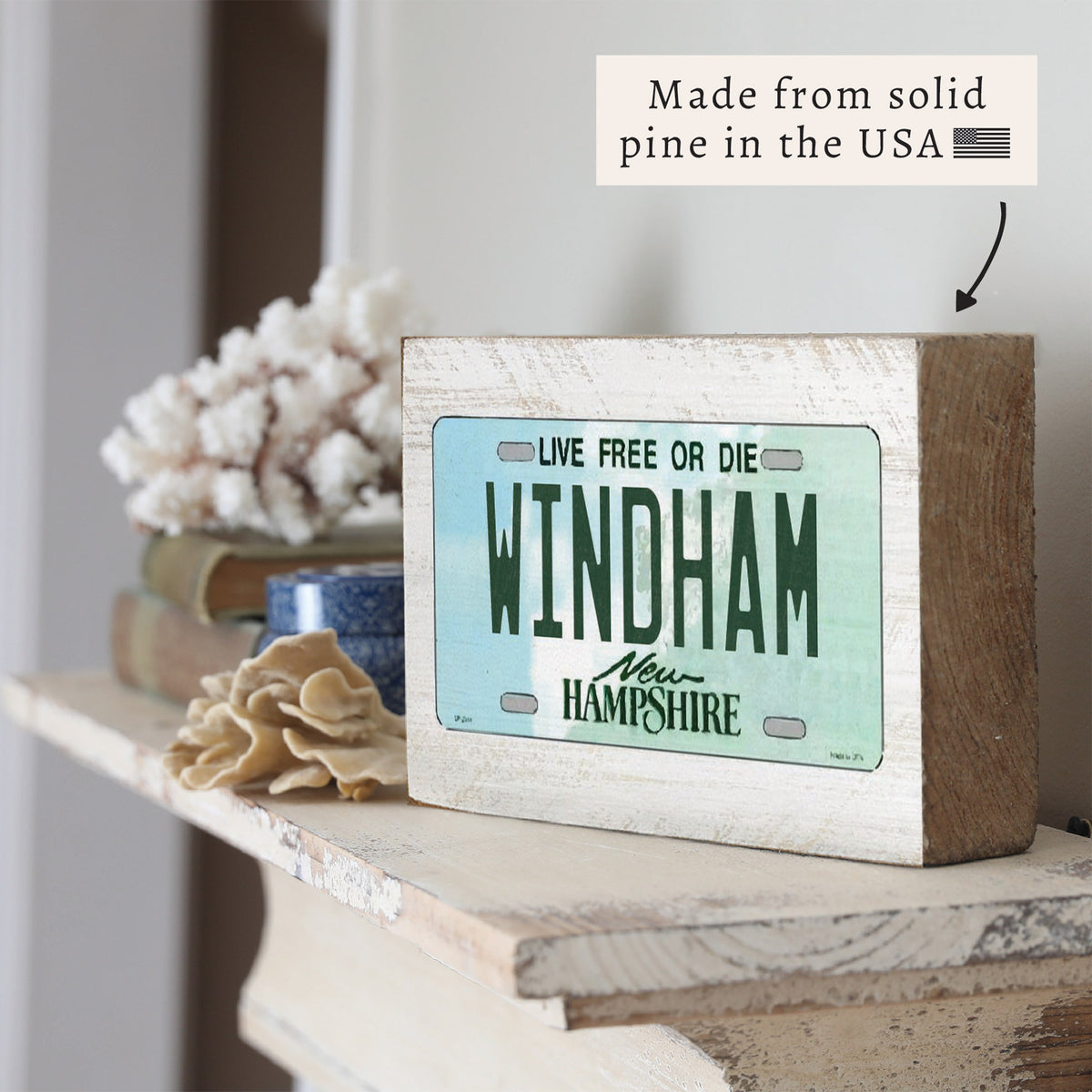 New Hampshire License Plate Personalized Block Sign