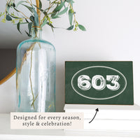 Oval Town Code Hunter Green Personalized Block Sign