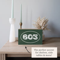 Oval Town Code Hunter Green Personalized Block Sign