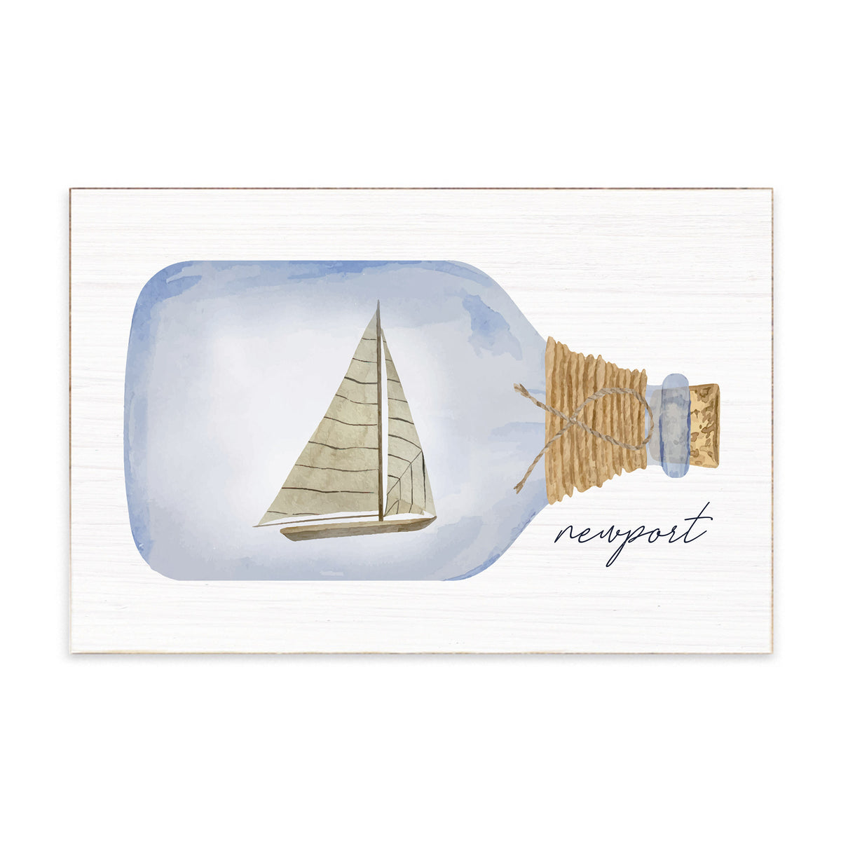 Sailboat In A Bottle Personalized Block Sign