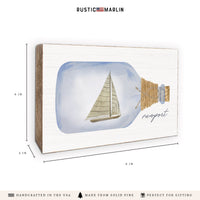 Sailboat In A Bottle Personalized Block Sign