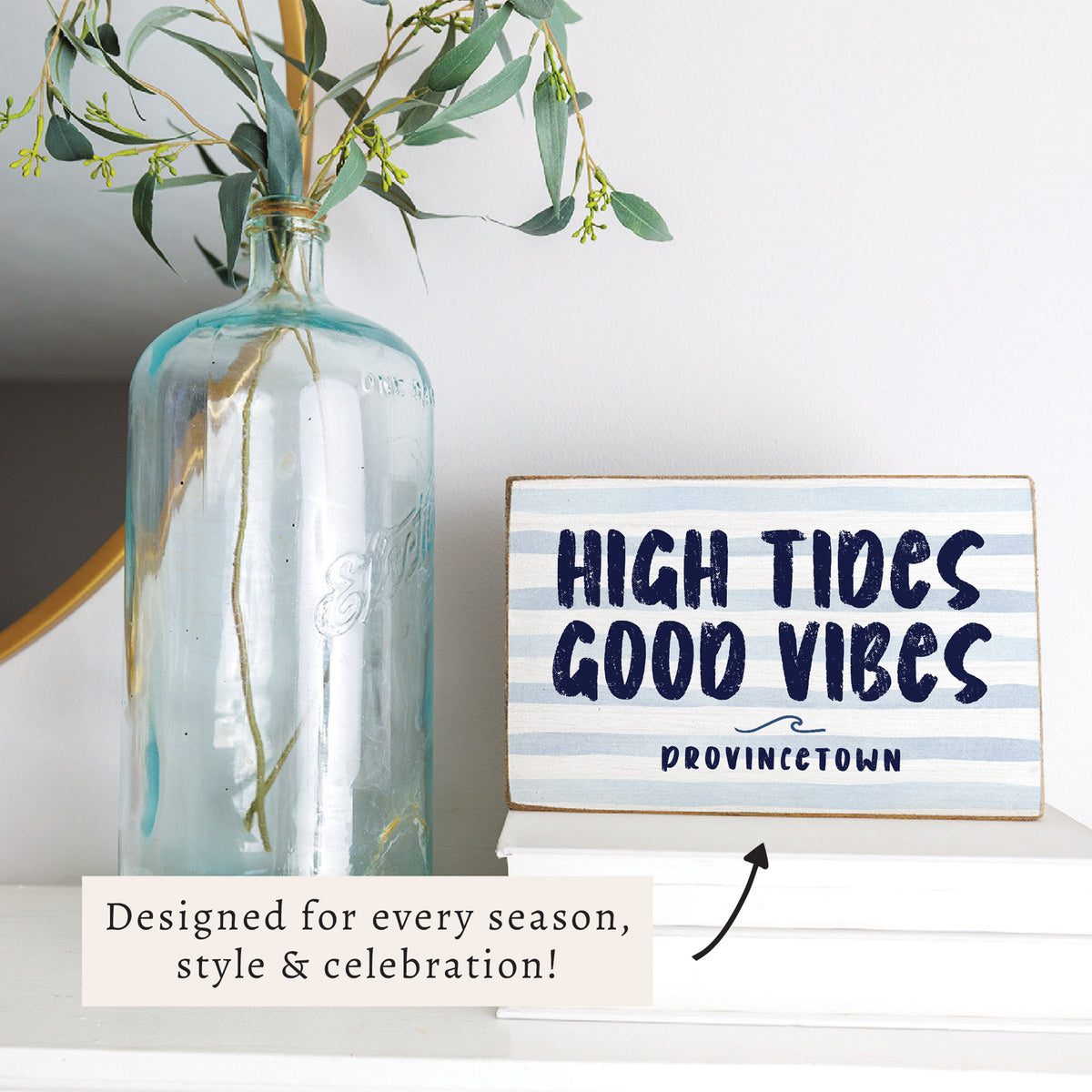 High Tides Good Vibes Personalized Block Sign