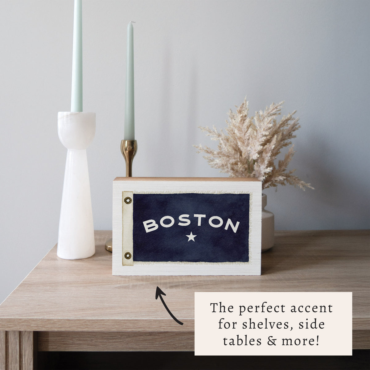 Vintage Flag Star Personalized Block Sign