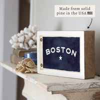 Vintage Flag Star Personalized Block Sign