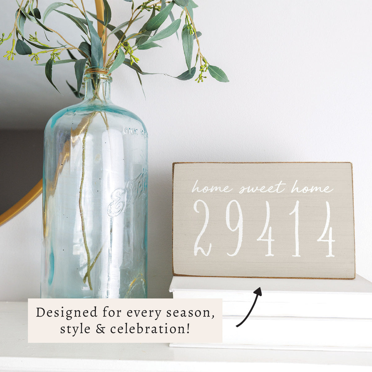 Home Sweet Home Taupe Personalized Zipcode Block Sign