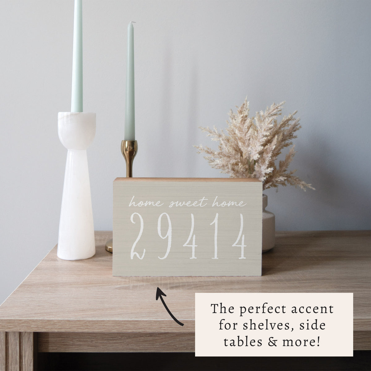 Home Sweet Home Taupe Personalized Zipcode Block Sign