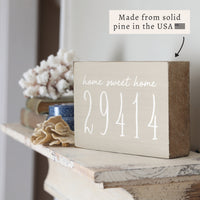 Home Sweet Home Taupe Personalized Zipcode Block Sign