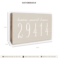 Home Sweet Home Taupe Personalized Zipcode Block Sign
