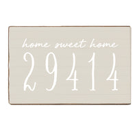 Home Sweet Home Taupe Personalized Zipcode Block Sign