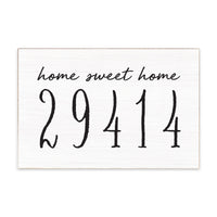 Home Sweet Home White Personalized Zipcode Block Sign