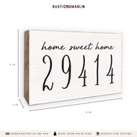 Home Sweet Home White Personalized Zipcode Block Sign