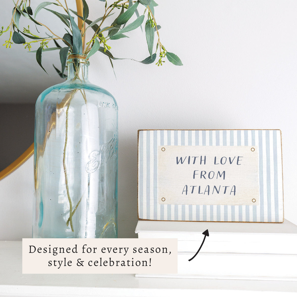 With Love From Striped Personalized Block Sign
