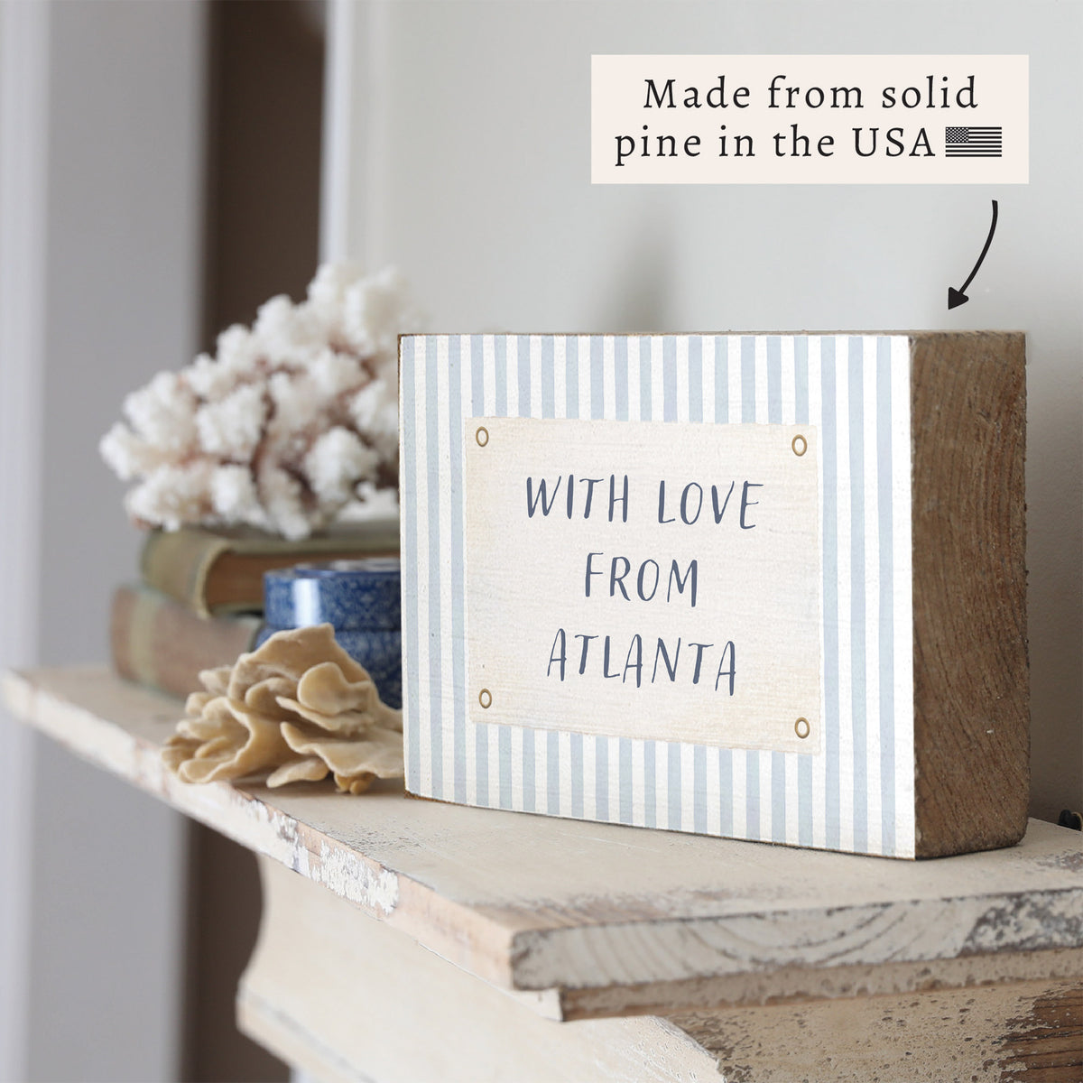 With Love From Striped Personalized Block Sign