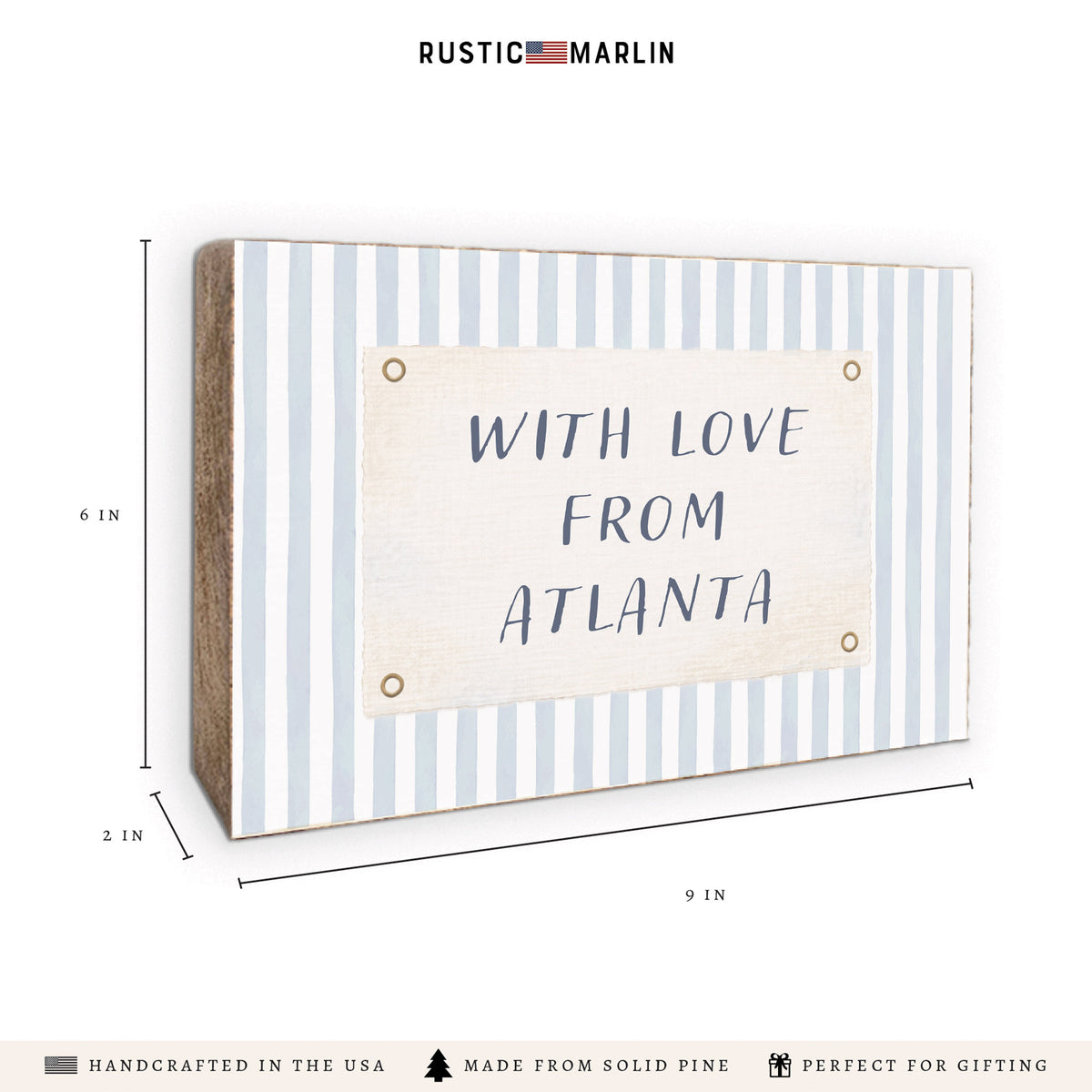 With Love From Striped Personalized Block Sign