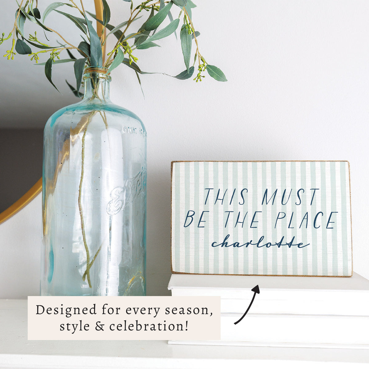 This Must Be The Place Striped Personalized Block Sign
