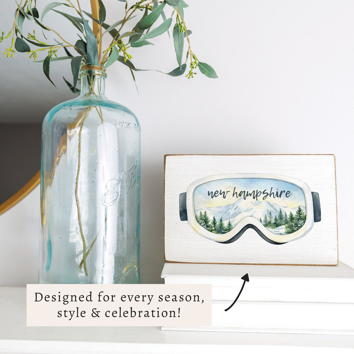Ski Goggles Personalized Block Sign
