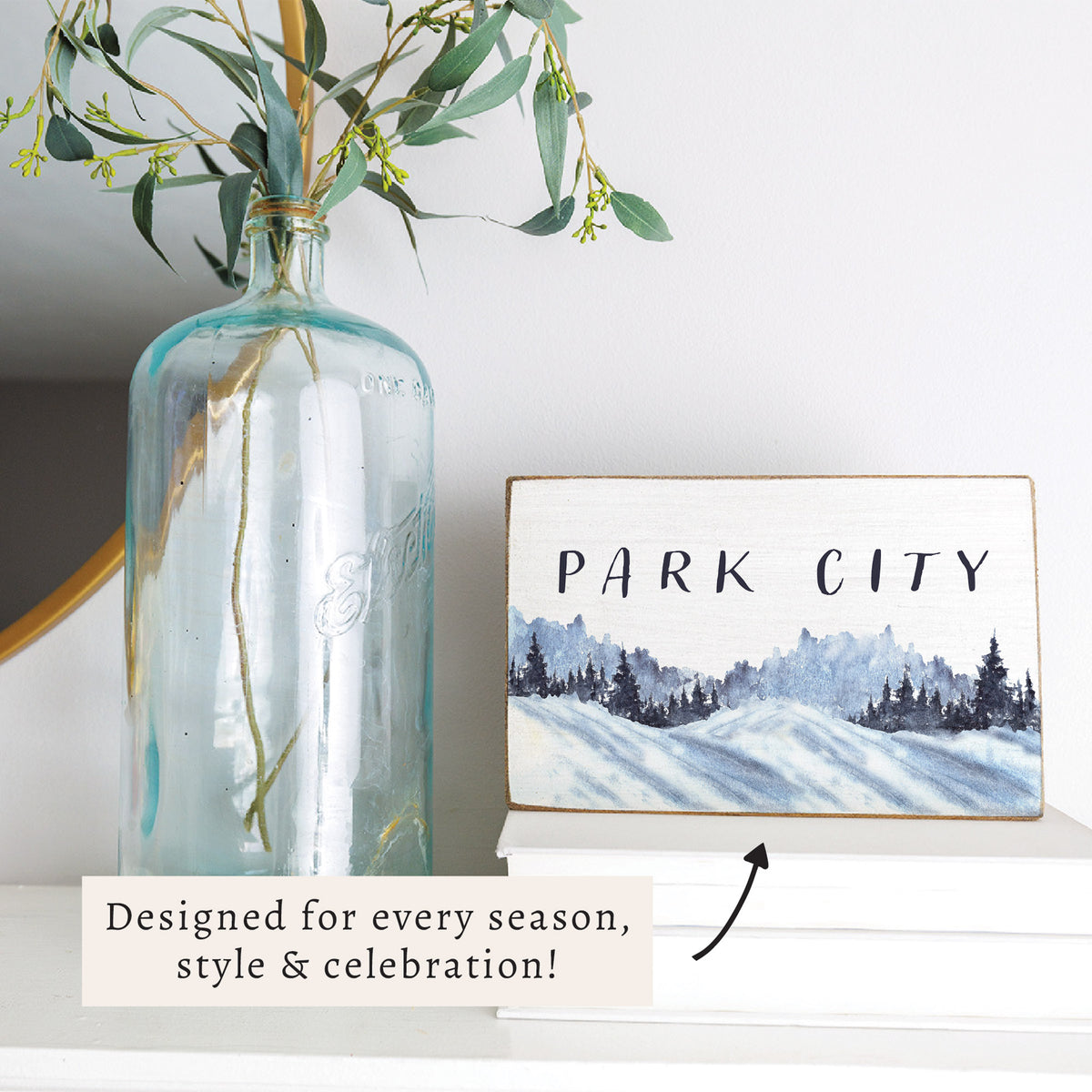 Snowy Mountains Personalized Block Sign