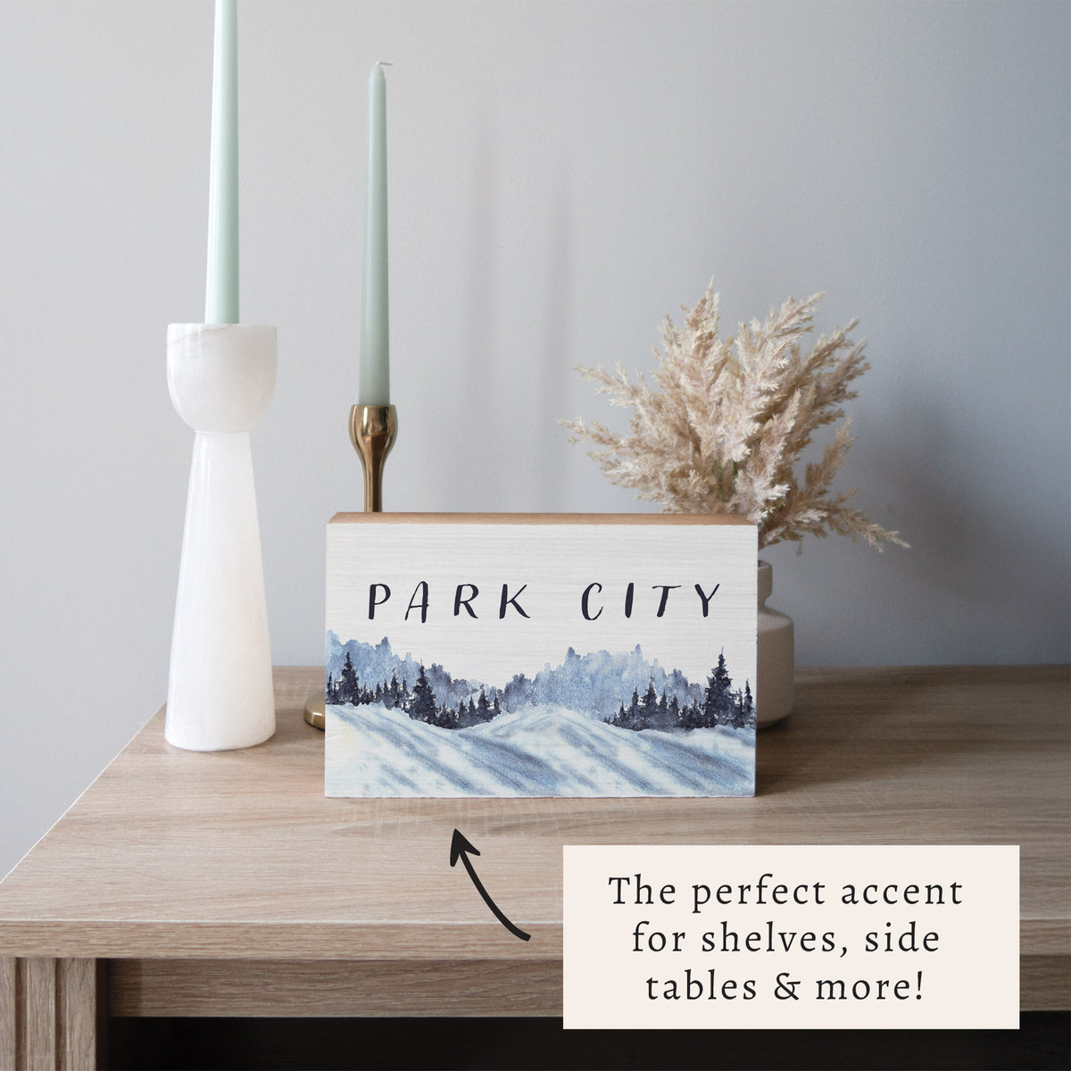 Snowy Mountains Personalized Block Sign