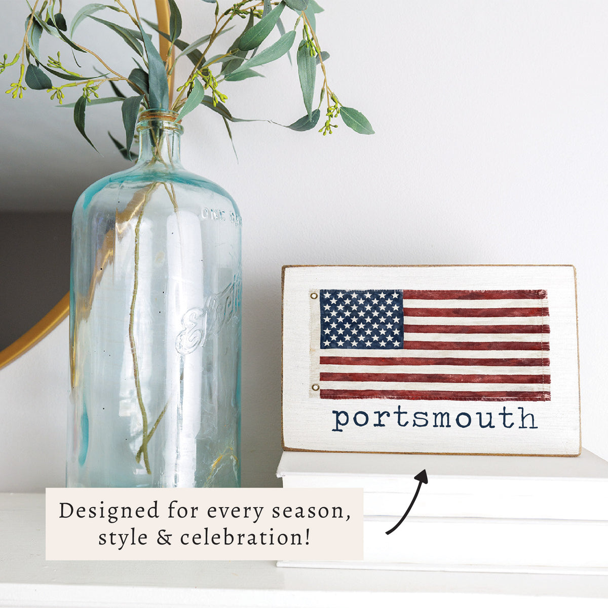 American Vintage Flag Personalized Block Sign