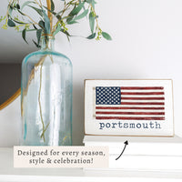 American Vintage Flag Personalized Block Sign