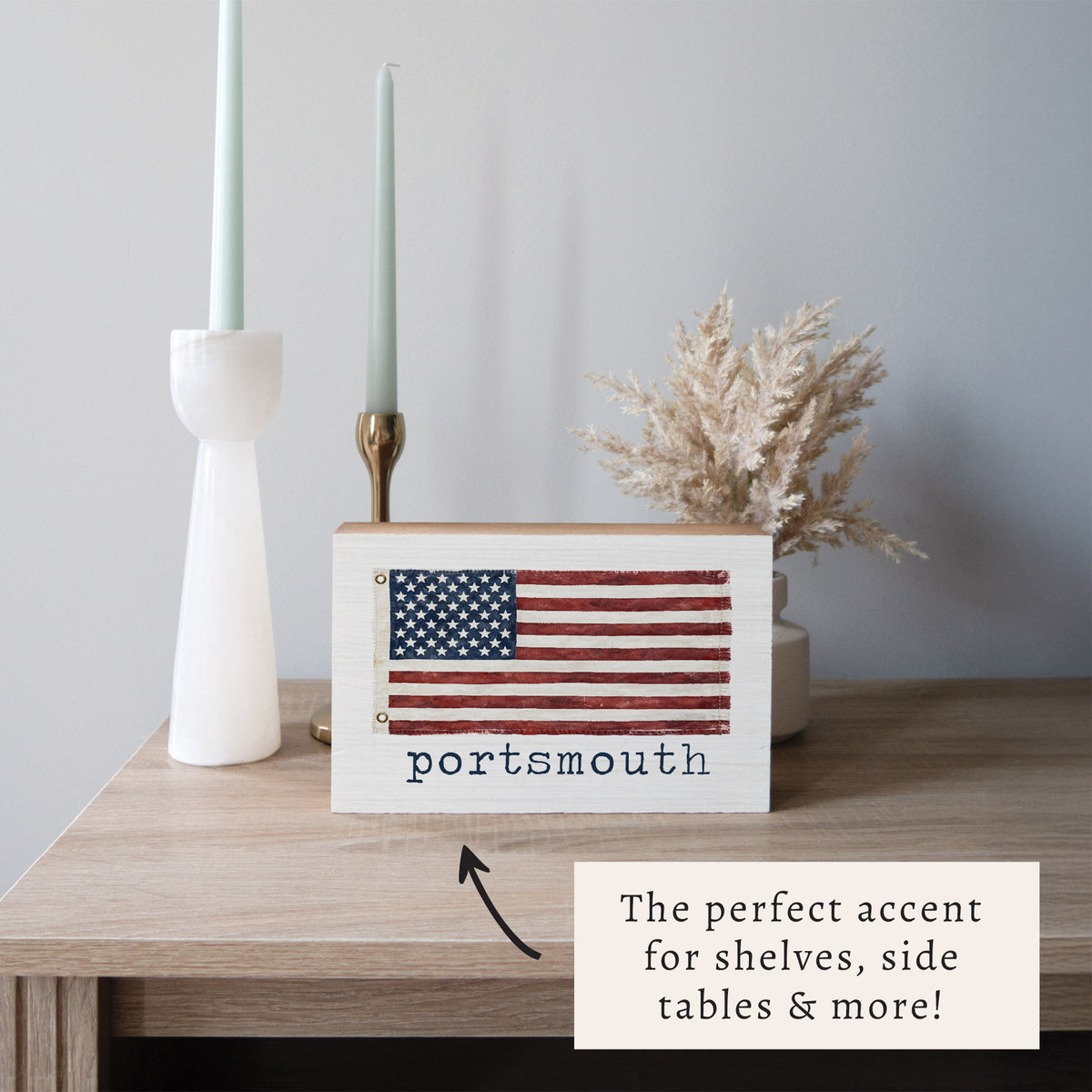 American Vintage Flag Personalized Block Sign