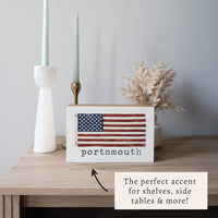 American Vintage Flag Personalized Block Sign
