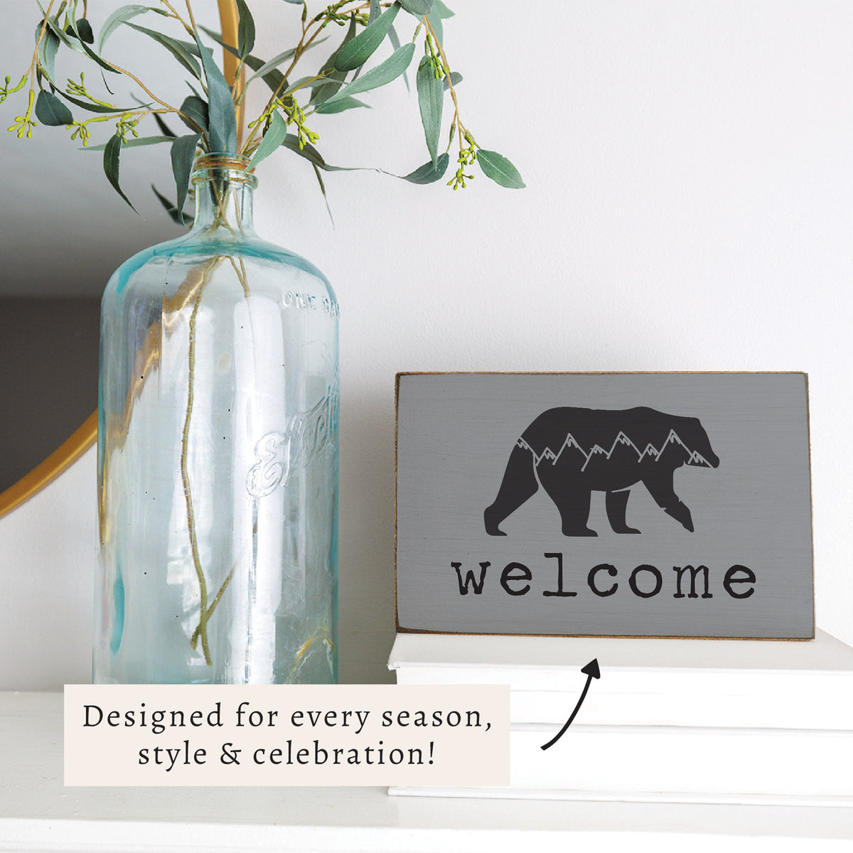 Mountain Bear Welcome Block Sign
